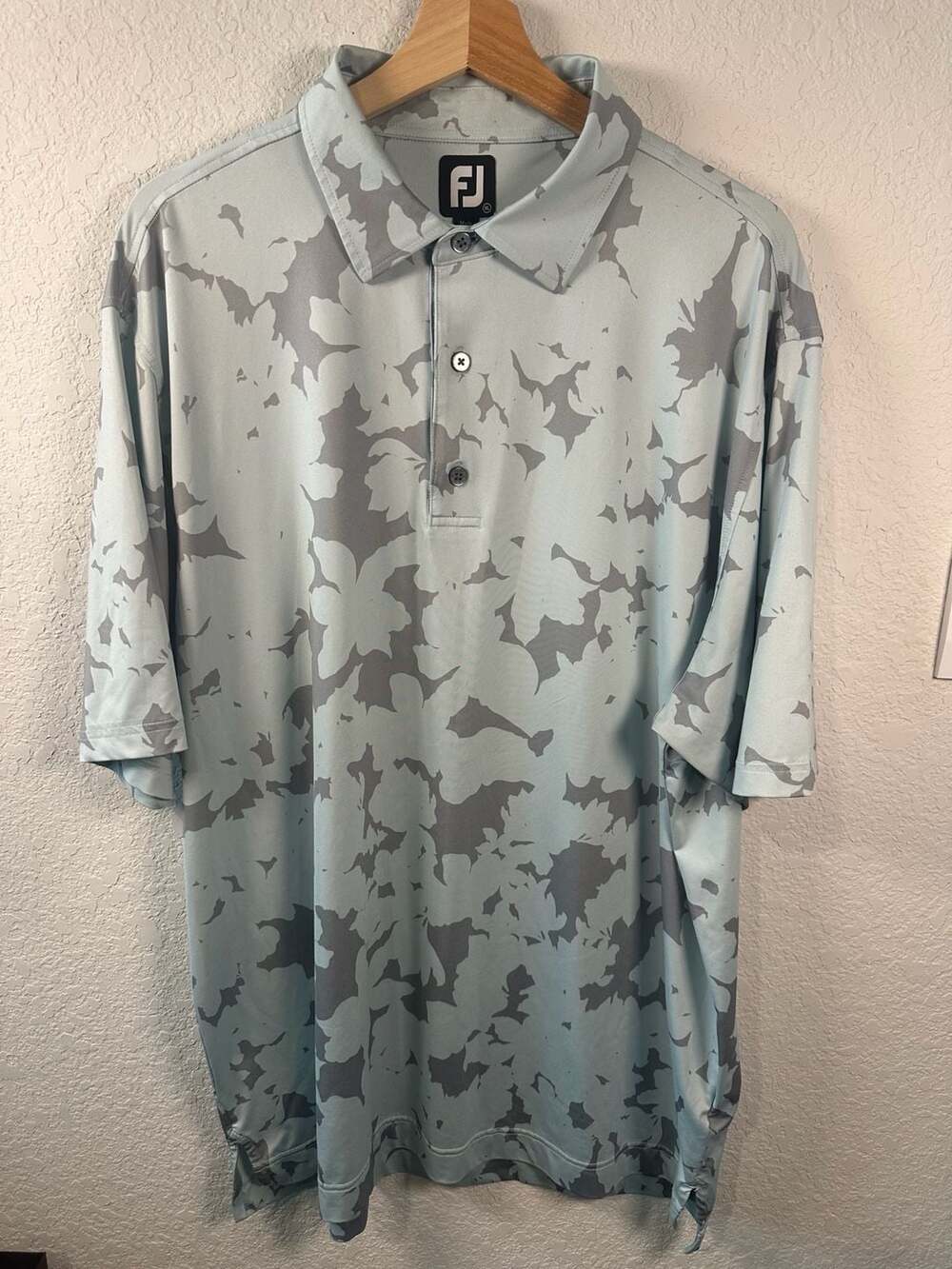 FootJoy FJ Golf Polo Shirt XL Blue Gray Abstract Camo Short Sleeve